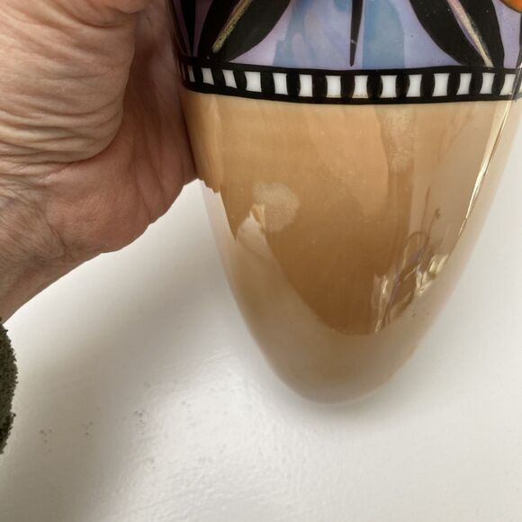 Vintage 1920’s / 39’s Luster Ware Art Deco Wall Pocket Vase Japan Hand Painted - Picture 7 of 8